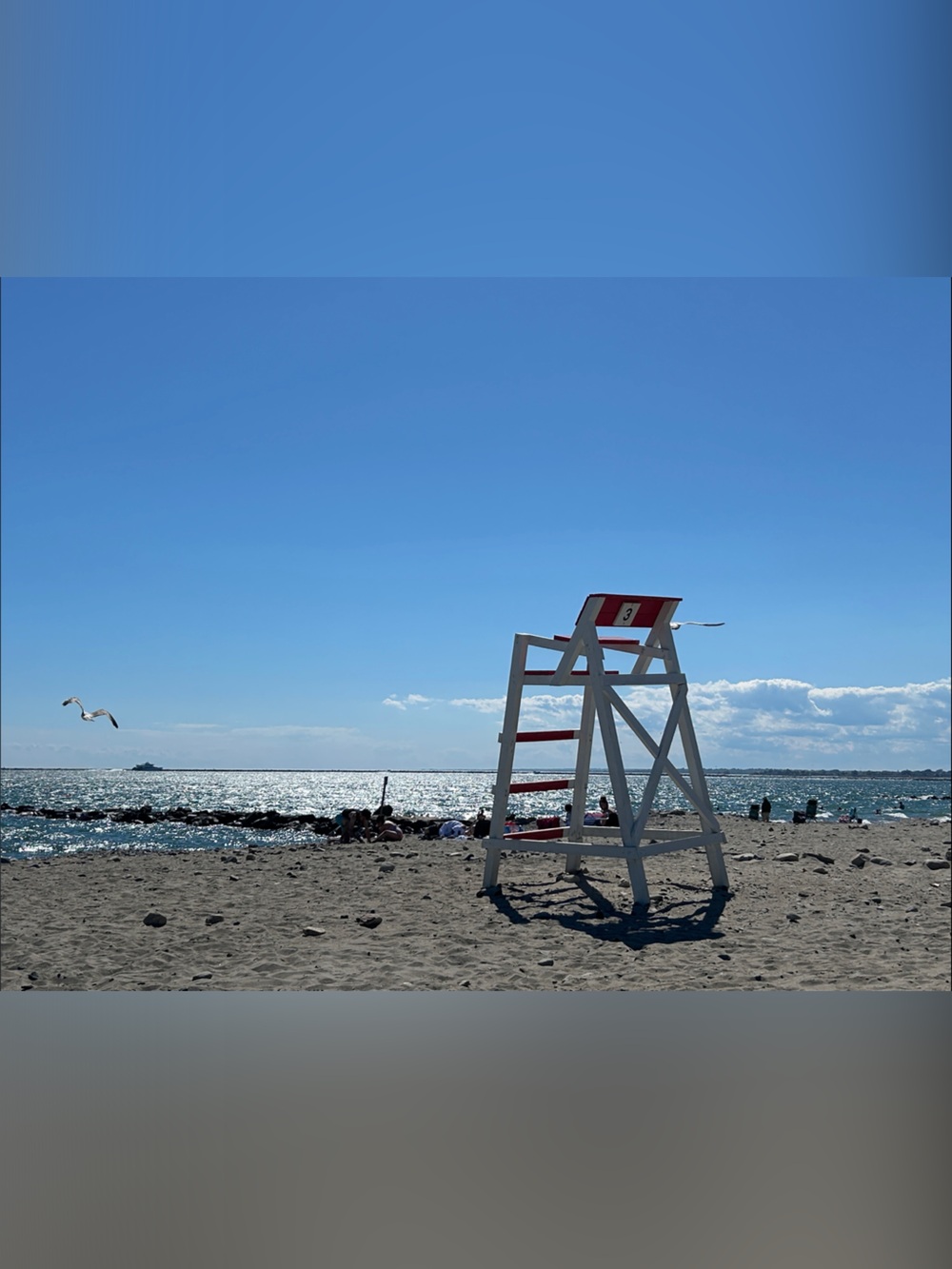 NWT Coastal Lifeguard Chair Art Print - Blue & White Beach Scene Three